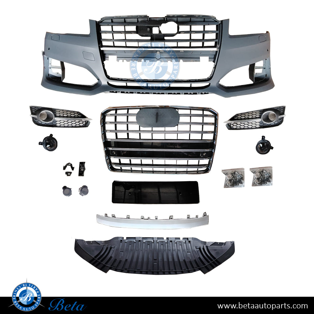 Front Bumper S8 Look with Radiator Grille for Audi A8 S-Line 2014-2017 models, Part Number 4H0807065Q Front Bumper S8 Look with Radiator Grille for Audi A8 S-Line 2014-2017 models, Part Number 4H0807065Q